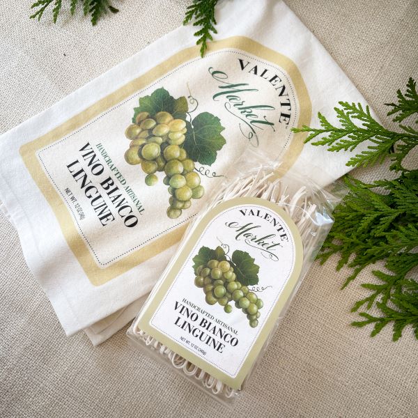 Vino Bianco Linguine with a Vino Bianco Tea Towel